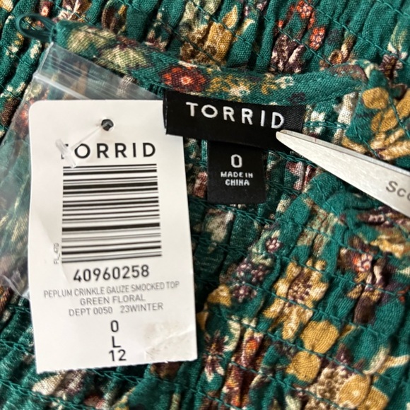 Torrid Floral Green Long Sleeve Crinkle Gauze Blouse Top Sz Large Summer Boho - Picture 8 of 8